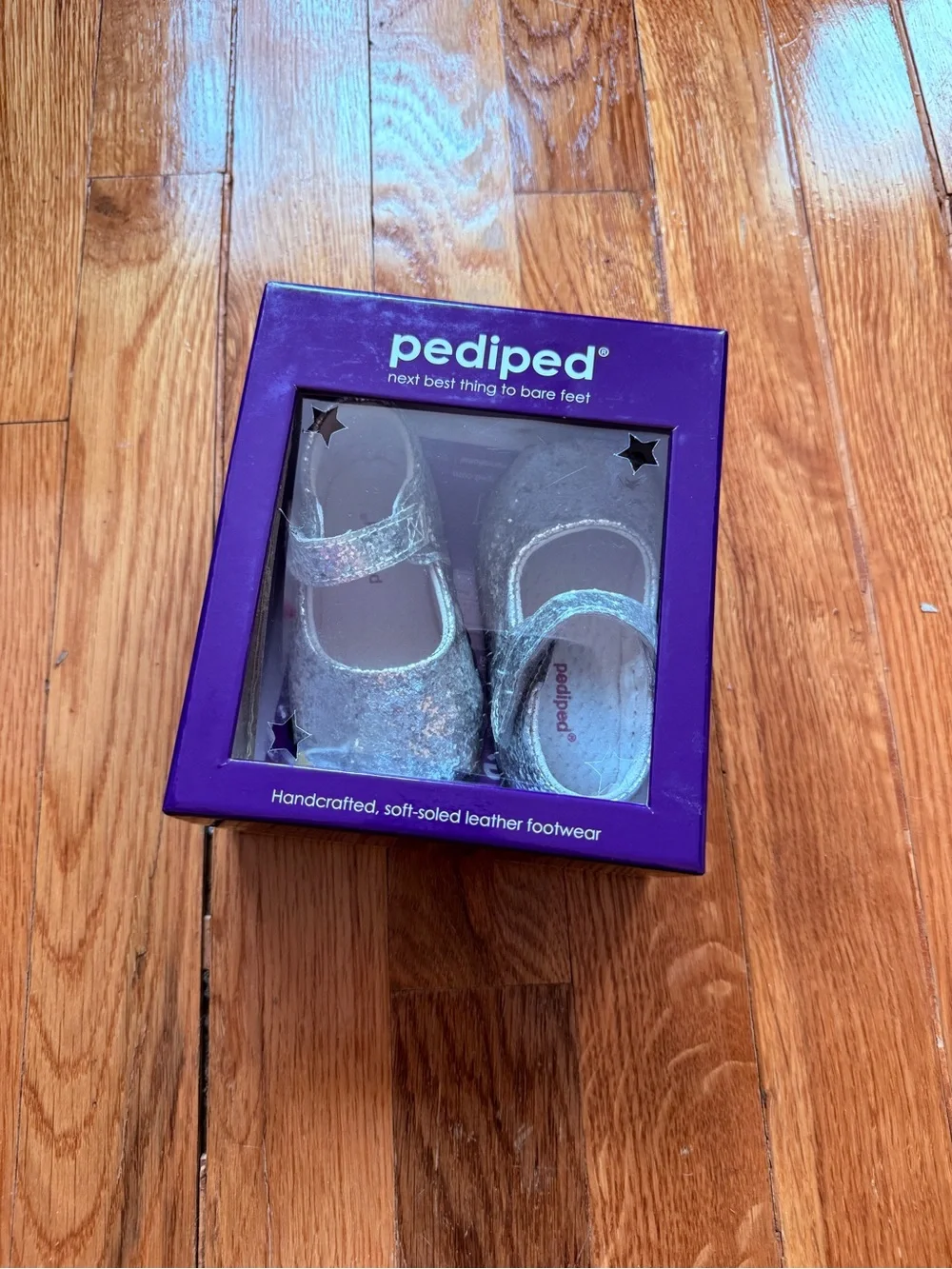pediped Silver Glitter Mary Jane Toddler Shoes